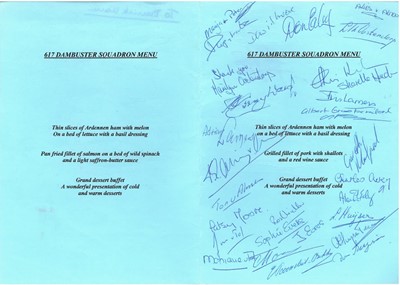 Lot 19 - Royal Air Force Bomber Command Reunion Dinner signed menu, etc.