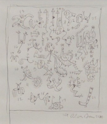 Lot 364 - Alan Davie (Scottish, 1920 - 2014), three untitled pen sketches, 2010-11