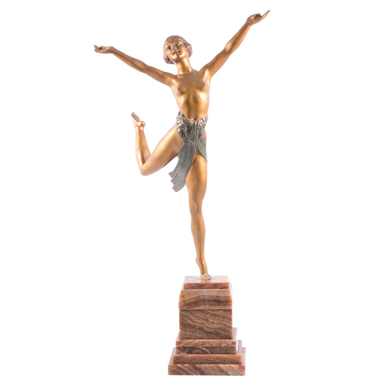 Lot 387 - Joe Descomps, an Art Deco patinated bronze sculpture of a dancer