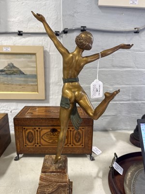 Lot 387 - Joe Descomps, an Art Deco patinated bronze sculpture of a dancer