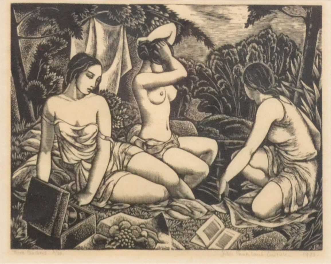 Lot 305 - John Buckland Wright (British, 1897-1954), Three bathers