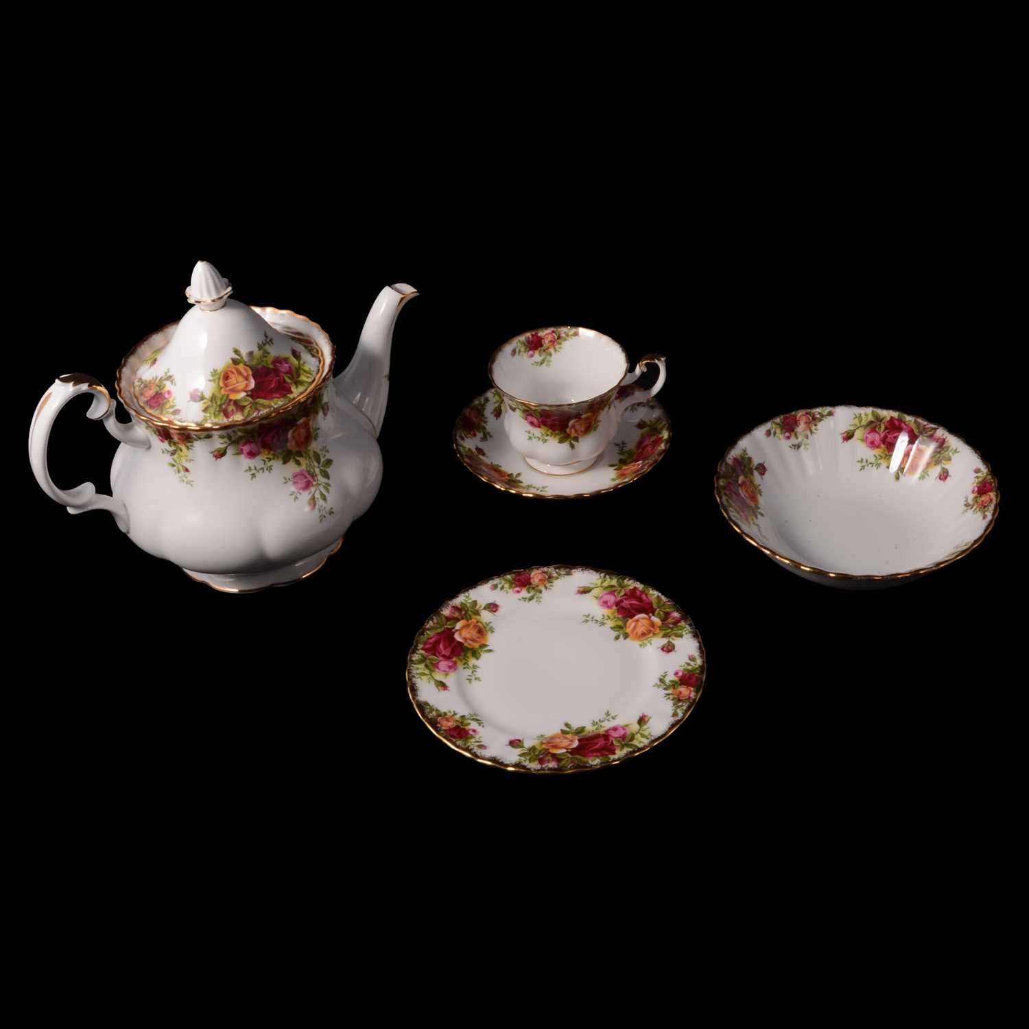 Lot 69 - Large quantity of Royal Albert "Old Country Roses" pattern teaware, Foley teaset and a Bavarian teaset.