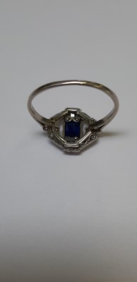 Lot 9 - An Art Deco sapphire and diamond ring.