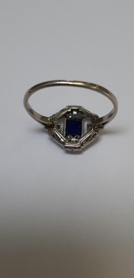 Lot 9 - An Art Deco sapphire and diamond ring.