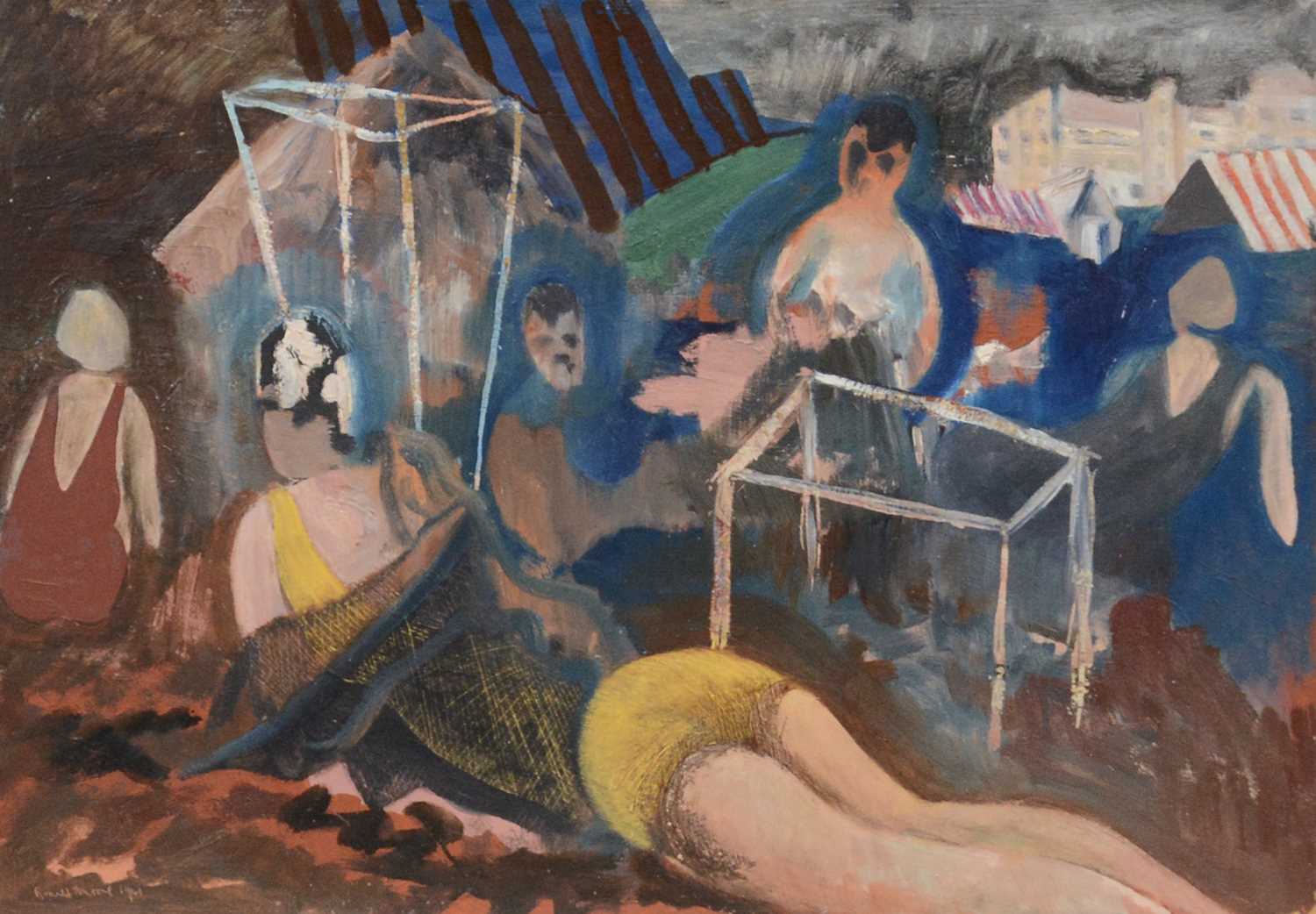Lot 27 - Ronald Hamilton Moore, Bathers, and four other abstract figurative works