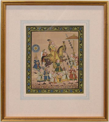 Lot 46 - Two Persian illuminated pages, and three Persian gouache on canvas