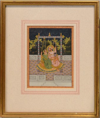 Lot 46 - Two Persian illuminated pages, and three Persian gouache on canvas