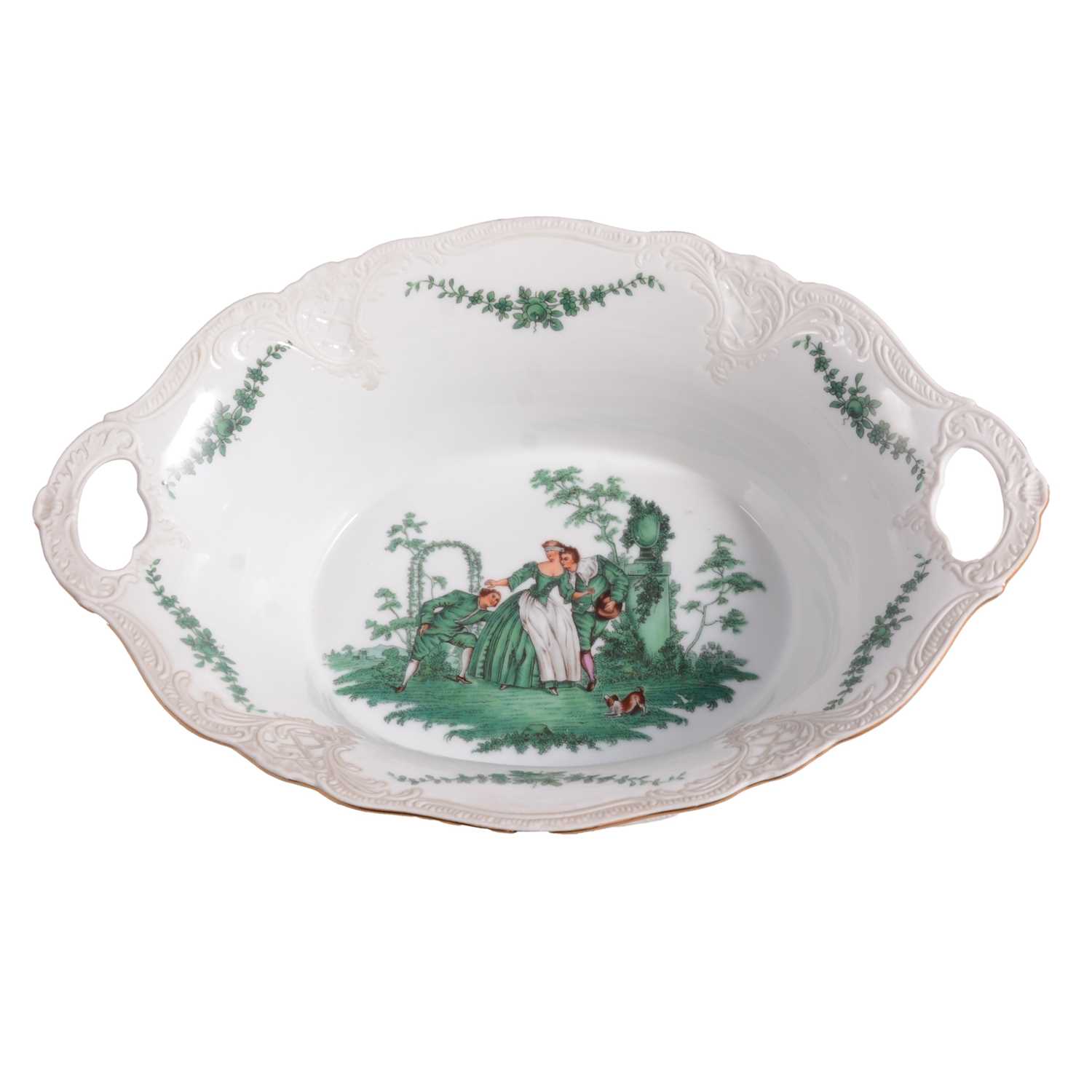 Lot 73 - Furstenberg oblong porcelain shaped dish with open handles
