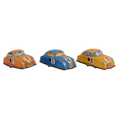 Lot 179 - Three West German tinplate clockwork cars