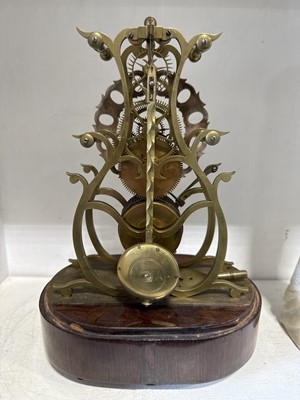 Lot 100 - 19th Century English brass skeleton clock