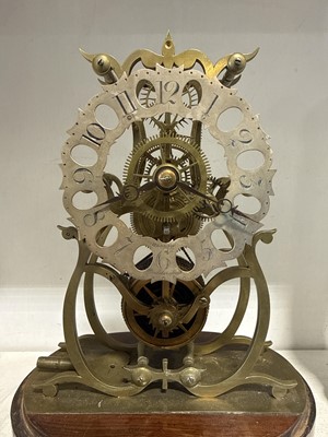 Lot 100 - 19th Century English brass skeleton clock