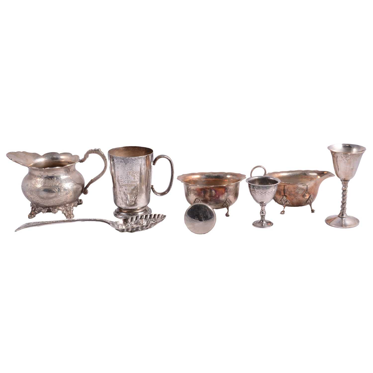 Lot 94 - Two silver napkin rings, silver plated wares