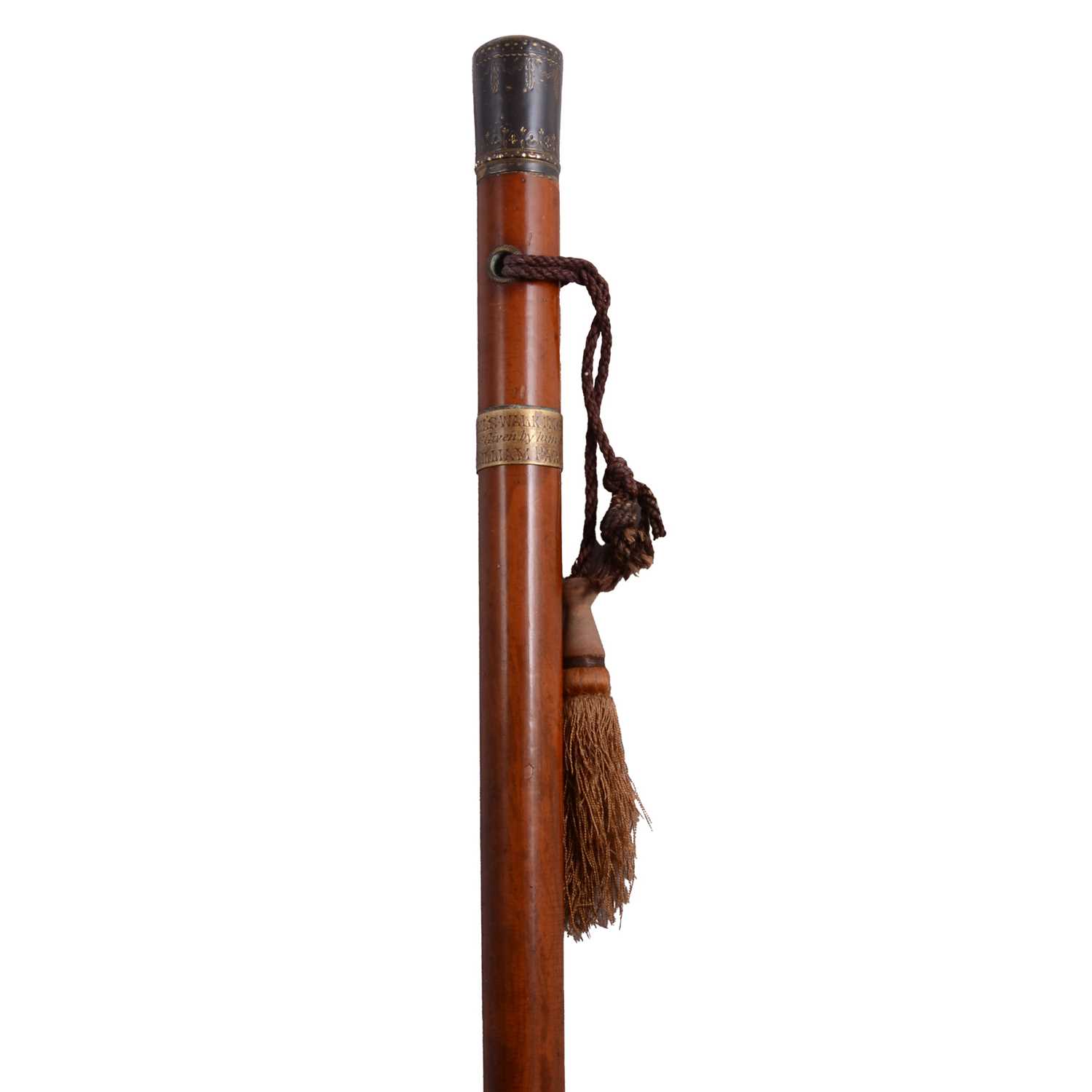 Lot 118 - 18th century walking cane, inscribed as once belonging to Handel