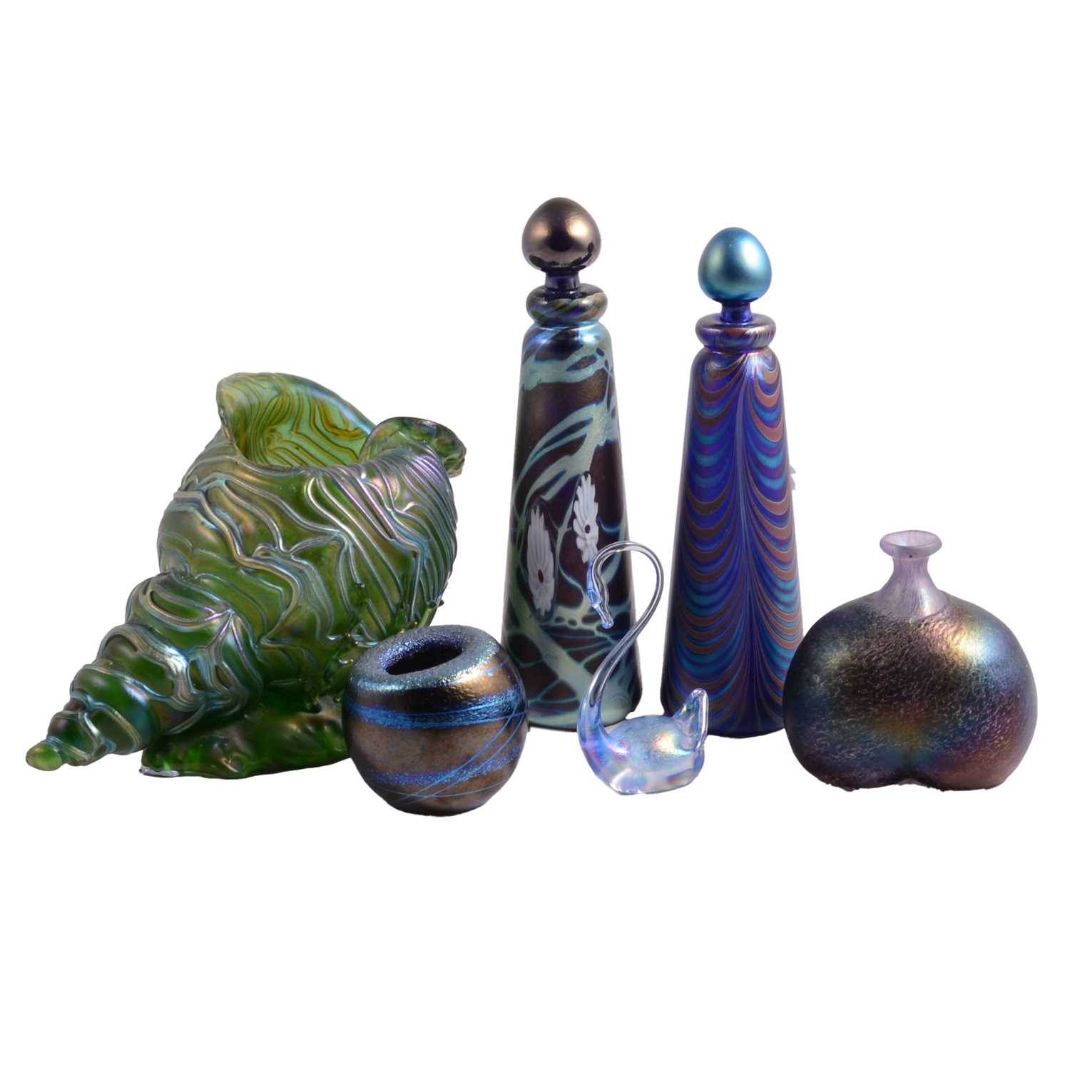Lot 26 - Loetz Crete Formosa shell, other iridescent glass
