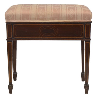 Lot 335 - Edwardian inlaid mahogany piano stool