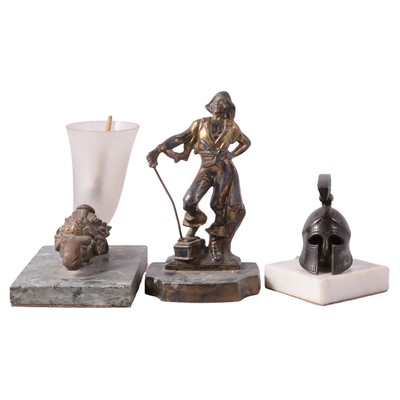 Lot 82 - Spekter figure of a Pirate, a small sculpture of a Grecian helmet, and a Cornucopia vase