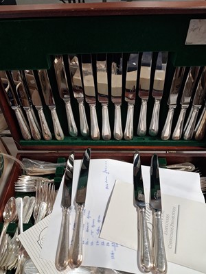 Lot 50 - Twelve place canteen of cutlery, Butler Cavendish bead pattern