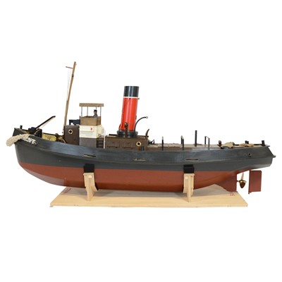 Lot 254 - Scratch-built TID Tug boat and lighter, 'BRENT'