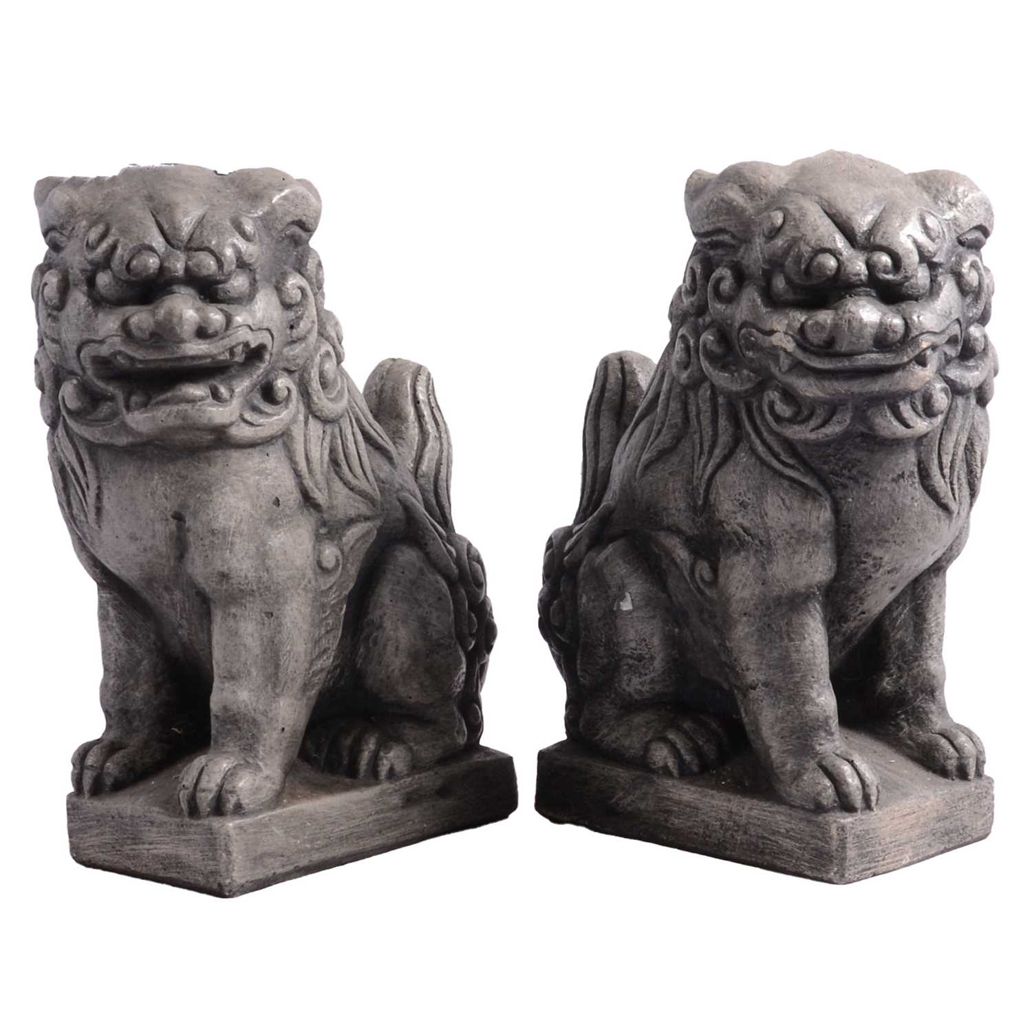 Lot 59 - Small pair of composite stone Shisa or Foo Dogs