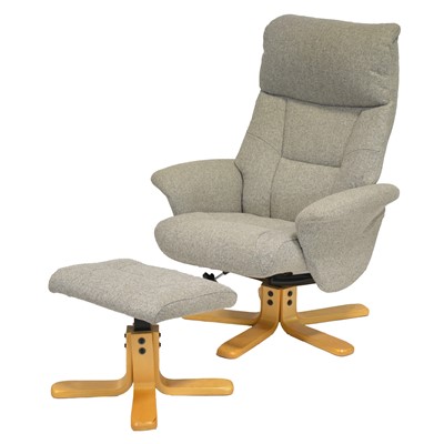 Lot 407 - Contemporary grey reclining armchair and matching footstool