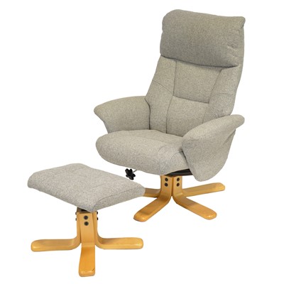 Lot 408 - Contemporary grey reclining armchair and matching footstool