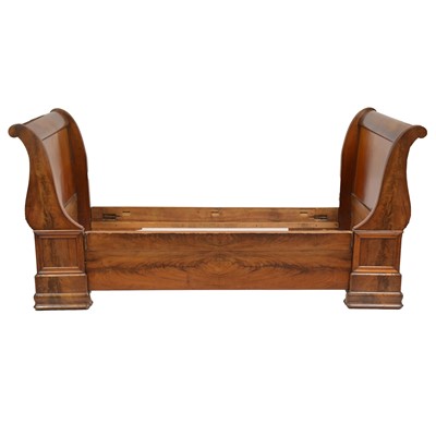 Lot 328 - French mahogany veneered sleigh bed