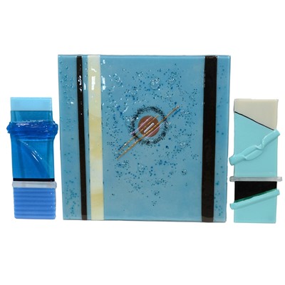 Lot 371 - Contemporary glass wall art
