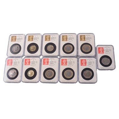 Lot 216 - Twenty-three Brilliant Uncirculated coins, slabbed datestamped.