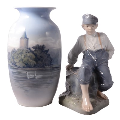 Lot 42A - Royal Copenhagen vase, and Shepherd Boy on a Rock figure.