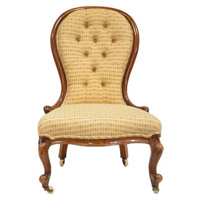 Lot 520 - Victorian walnut framed nursing chair