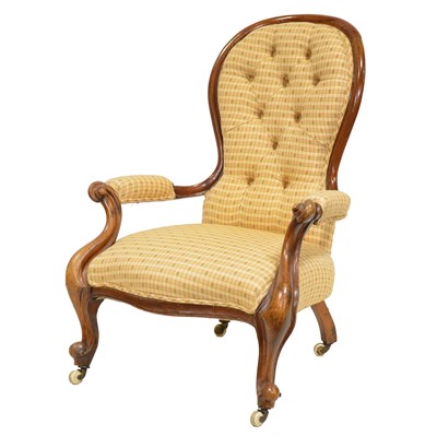 Lot 521 - Victorian walnut framed armchair