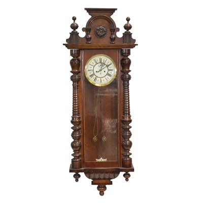 Lot 404 - Large Vienna walnut cased wall clock