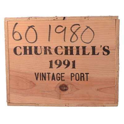 Lot 202 - Churchill's 1991 vintage port, 12 bottles