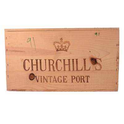 Lot 206 - Churchill's 1991 vintage port, 12 bottles