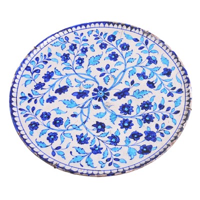 Lot 91 - Multan style blue and white pottery charger and one similar