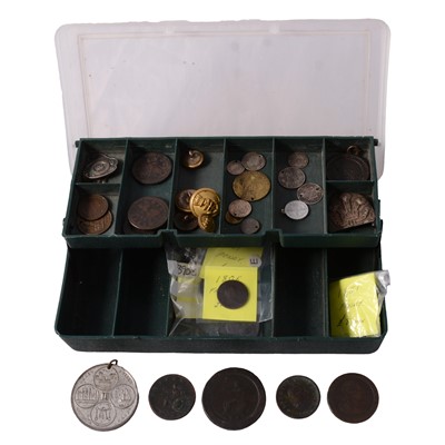 Lot 214 - Collection of coins, some silver content, and other collectables.