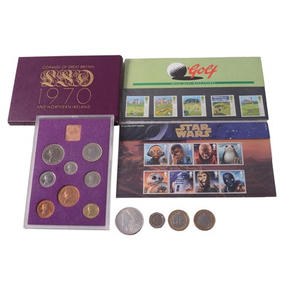 Lot 209 - Collection of mostly British coins, First Day Covers, and stamp sets.