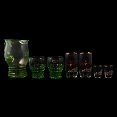 Lot 53 - Uranium glass water set, and other glasswares