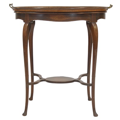 Lot 342 - Edwardian inlaid mahogany tray-top table