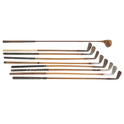 Lot 107 - Eight hickory shafted vintage golf clubs