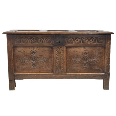 Lot 349 - Joined oak coffer, 18th Century