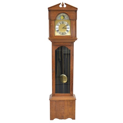 Lot 355 - Craftsman made oak longcase clock