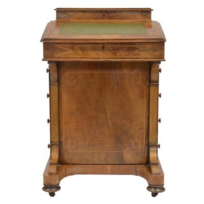 Lot 343 - Victorian figured walnut and satinwood banded davenport