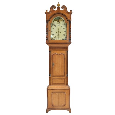 Lot 354 - Oak and mahogany longcase clock