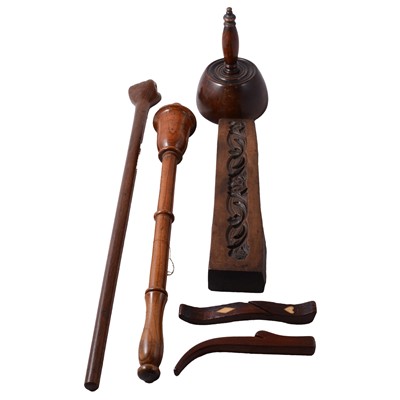 Lot 93 - Collection of treen including sticks, mallets, etc