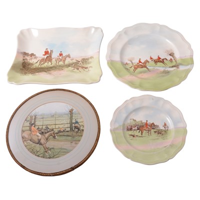 Lot 26 - Charles Simpson for Royal Doulton, a collection of Hunting series plates, and other Hunting related ceramics
