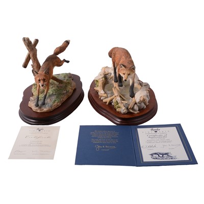 Lot 46 - Border Fine Arts, Keeping His Feet Dry, and Alert & Ready - two fox sculptures
