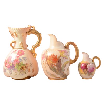 Lot 9 - Royal Worcester, three blush ivory ground vessels