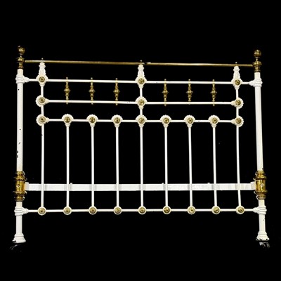Lot 421 - Victorian brass and painted double bedstead