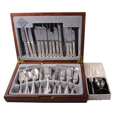 Lot 74 - A silver-plated canteen of cutlery, christening set.